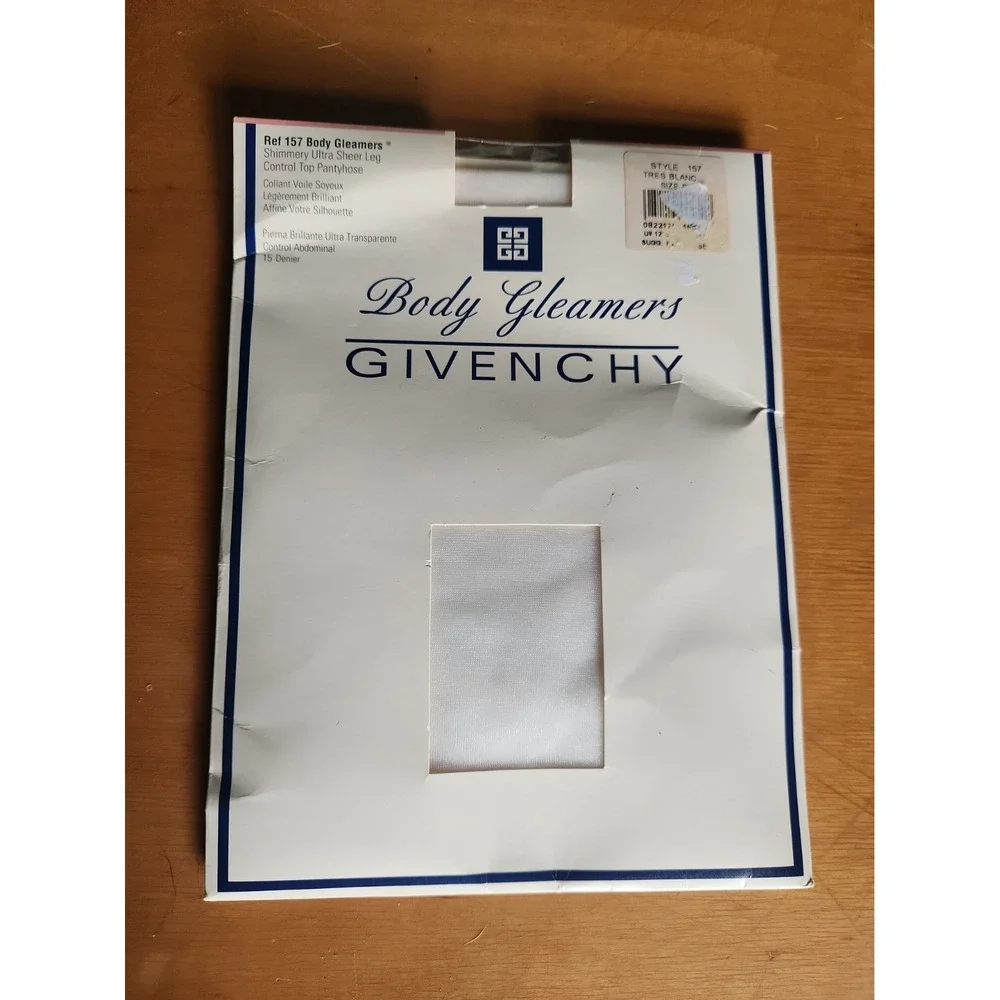 Vintage Givenchy Body Gleamers Pantyhose Tres Blanc Size B Sheer